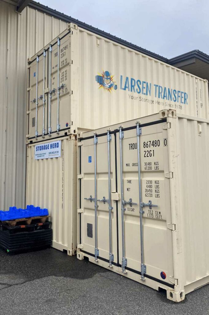 conex boxes for on-site storage by Larsen Transfer