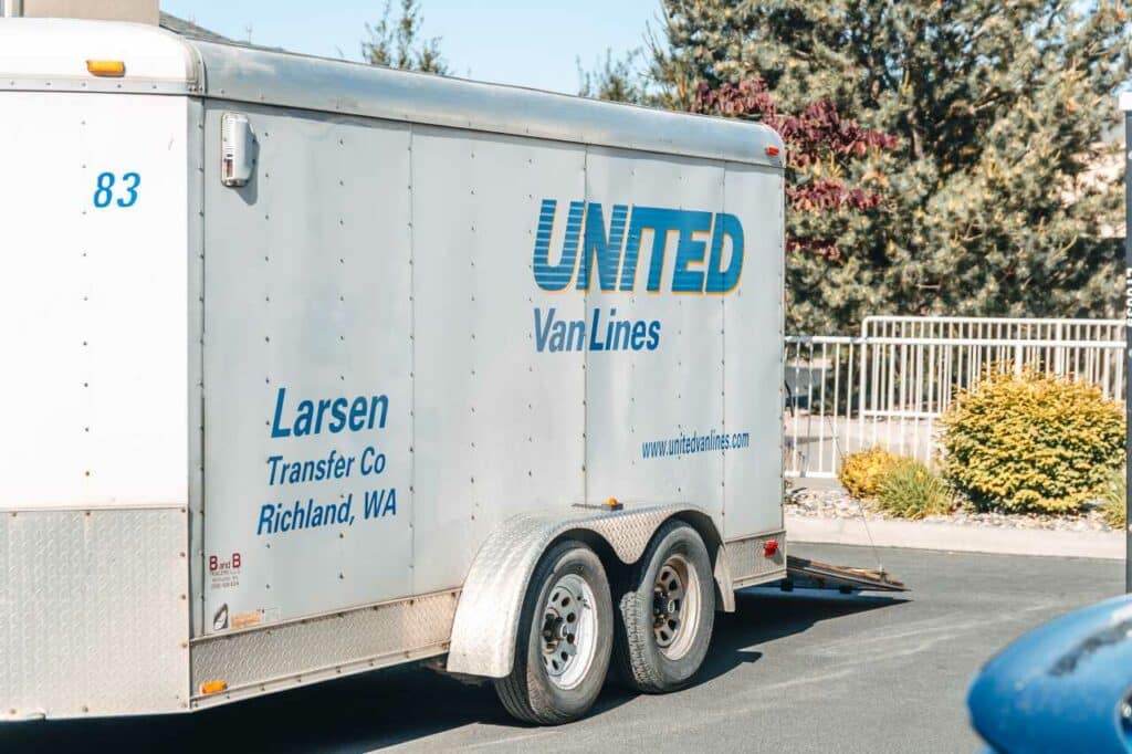 a parked United truck Larsen Transfer